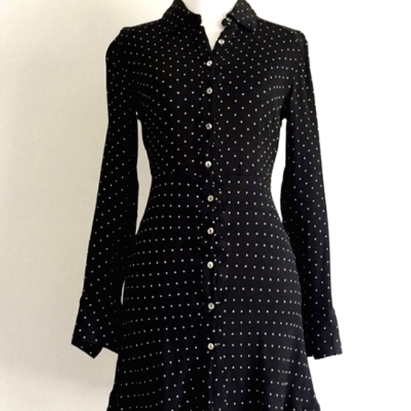 Philosophy Black and White Polka Dot  Button Down Collar Dress - Picture 14 of 16
